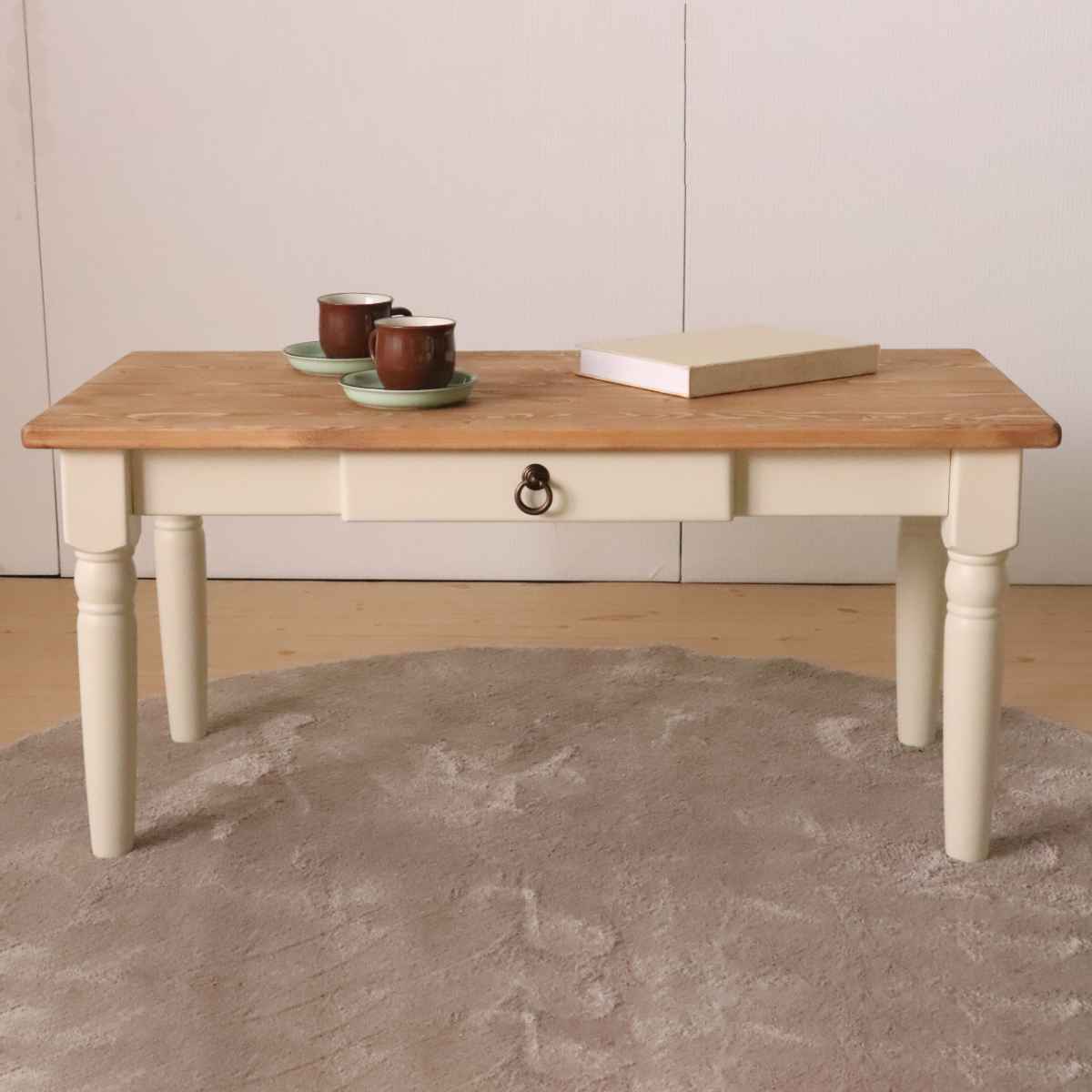 楽天市場】ローテーブル 小さめ 幅90cm 天然木 カントリー調