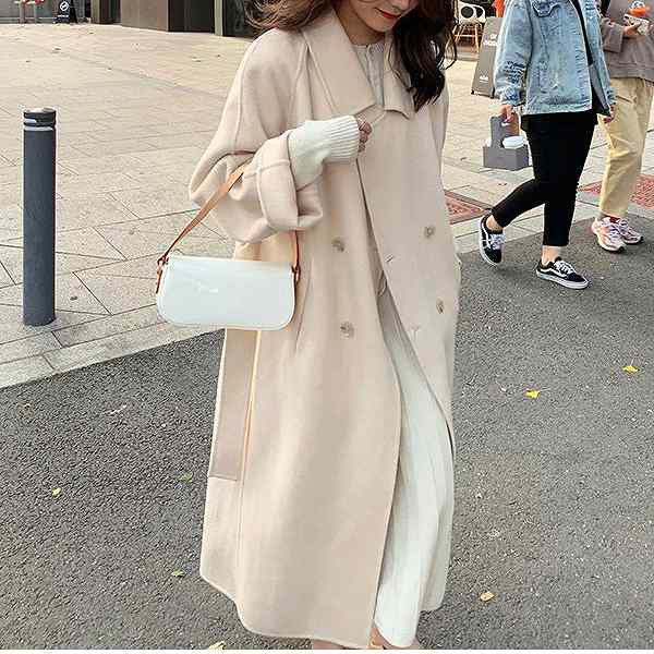 楽天市場】上品ロングコート ウール リバーコート オフホワイト