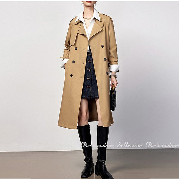 楽天市場】定番トレンチコート ダブルコート ロングコート 長袖
