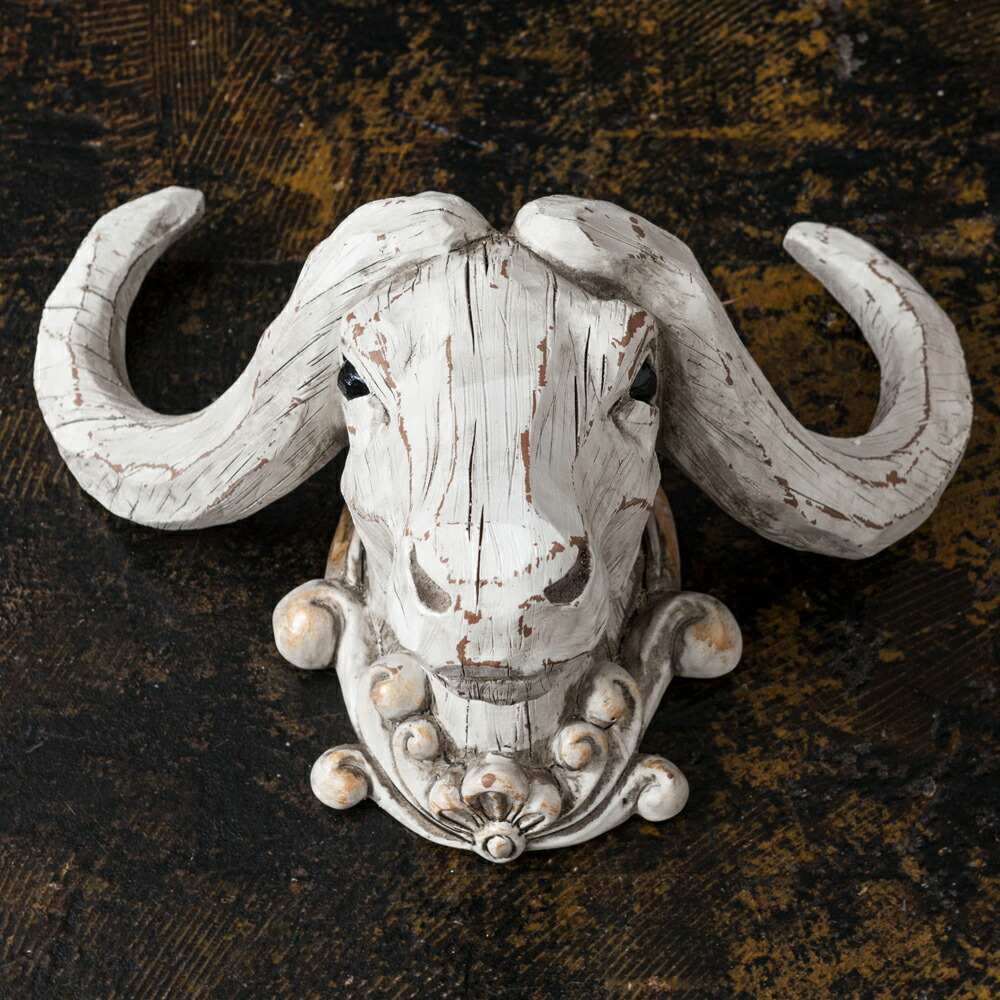 楽天市場】バッファロー 壁掛けオブジェ ハンティングトロフィー 剥製