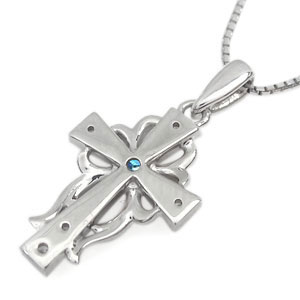 楽天市場】クロス ネックレス ブルートパーズ K18 アラベスク メンズ