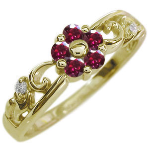 楽天市場】花 リング フラワー 指輪 10金 ルビーリング : PLEJOUR