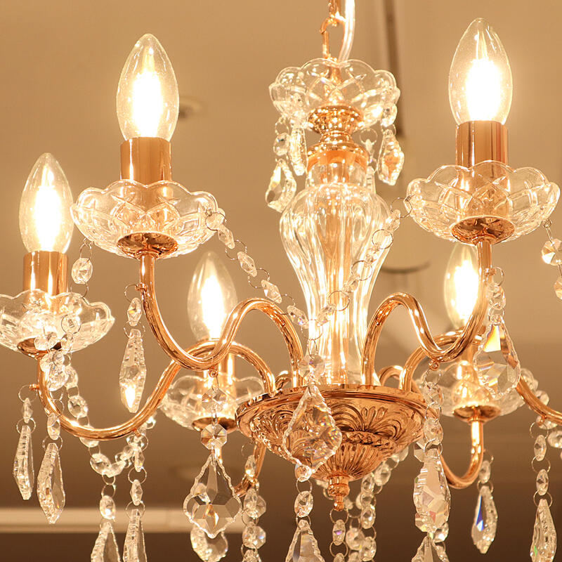 楽天市場】6灯シャンデリア ピンクゴールドシャンデリア ライト