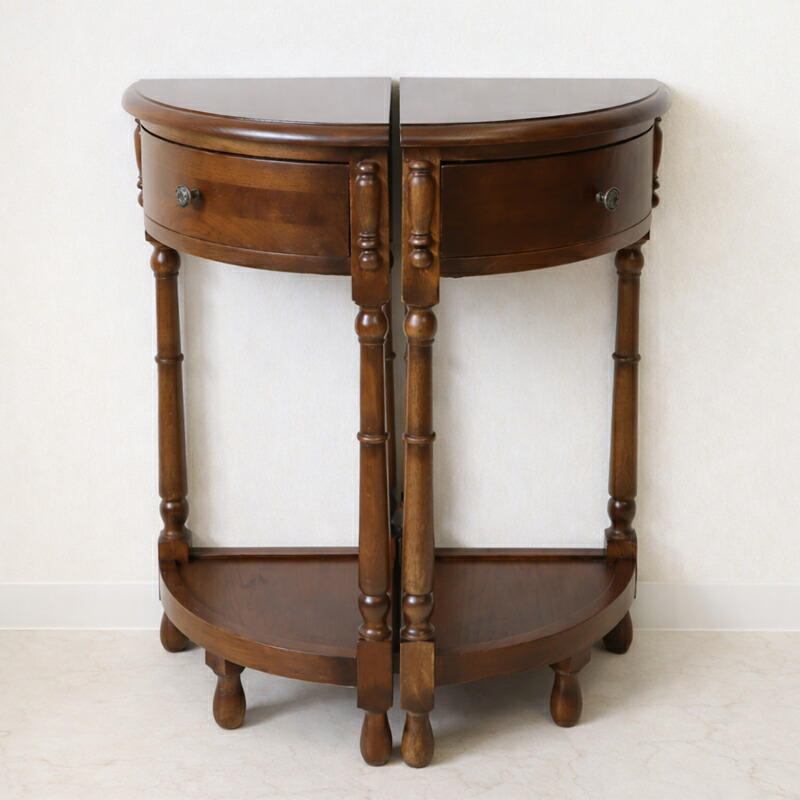 楽天市場】アンティークオーク コーナー用 電話台ブラウン