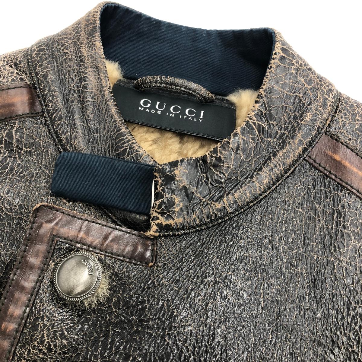 楽天市場】GUCCI グッチ ムートンジャケット 44 ブラウン メンズ 革
