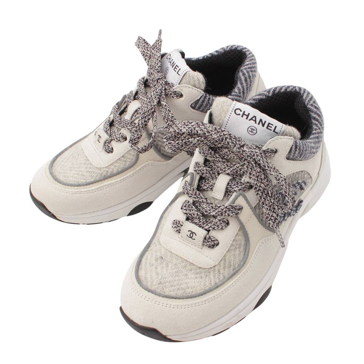 楽天市場】【シャネル】Chanel ニット×スエード ローカット スニーカー
