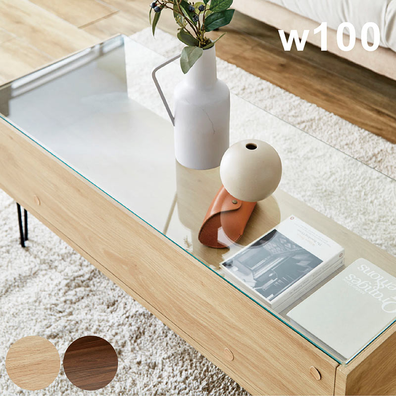 楽天市場】収納付き センターテーブル ガラス 幅100cm 100×40 ロー