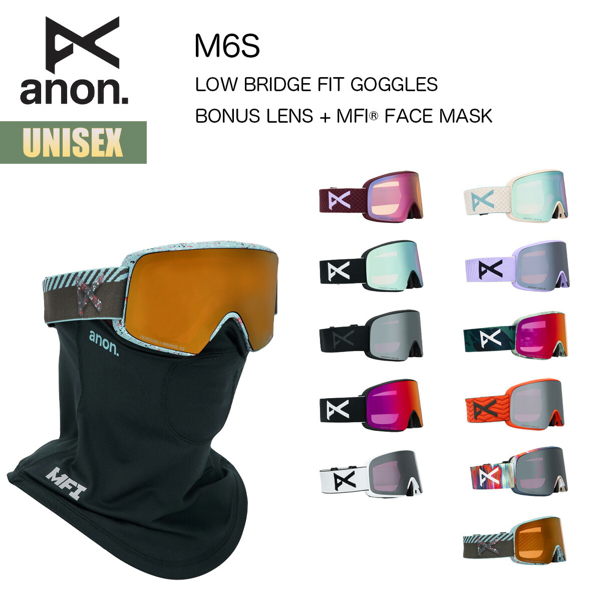anon. スノーゴーグル（アジアンフィット）＋ スペアレンズ付き　中古品 BURTON（バートン） 23-24 anon アノン ゴーグル NESA Goggles Low