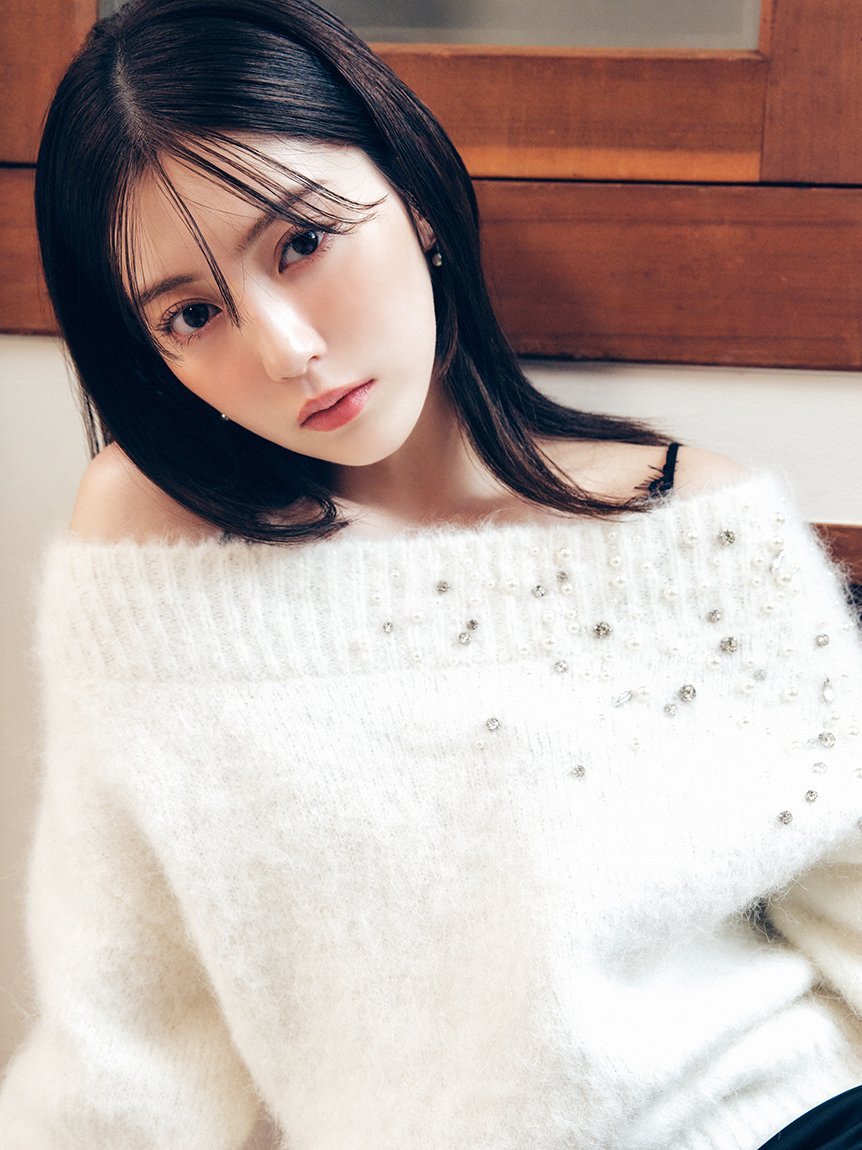 FRAY I.D｜アルパカシャギービジューオフショルニット | Rakuten