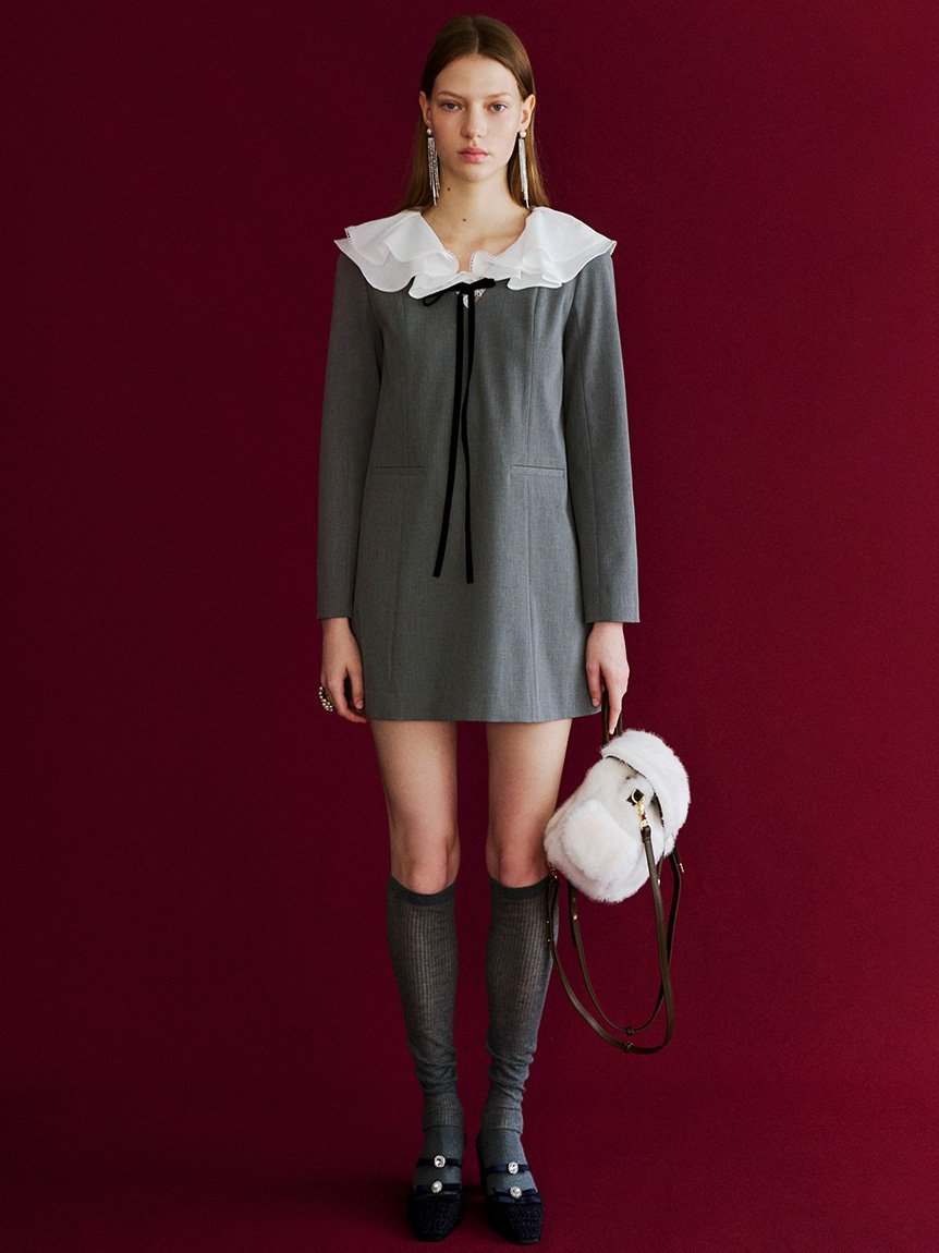 LILY BROWN｜ラッフルカラー付きミニワンピース | Rakuten Fashion