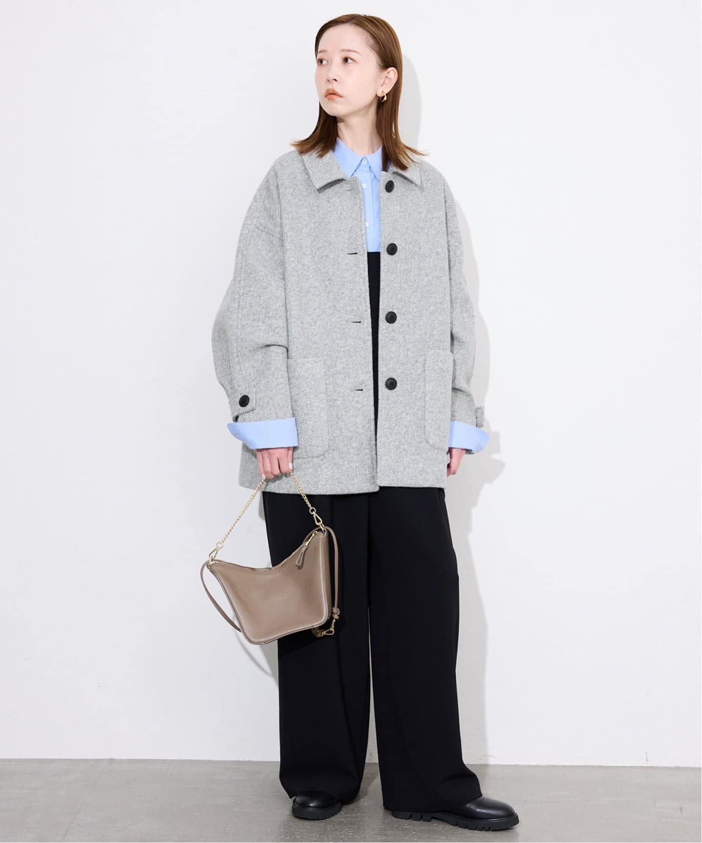 SLOBE IENA｜ツイードボンディングステンカラーショートコート