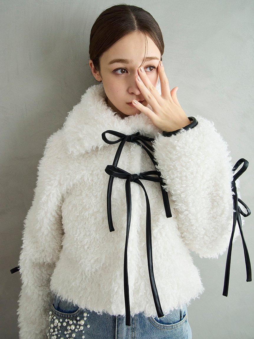 FRAY I.D｜リボンボアファージャケット | Rakuten Fashion(楽天