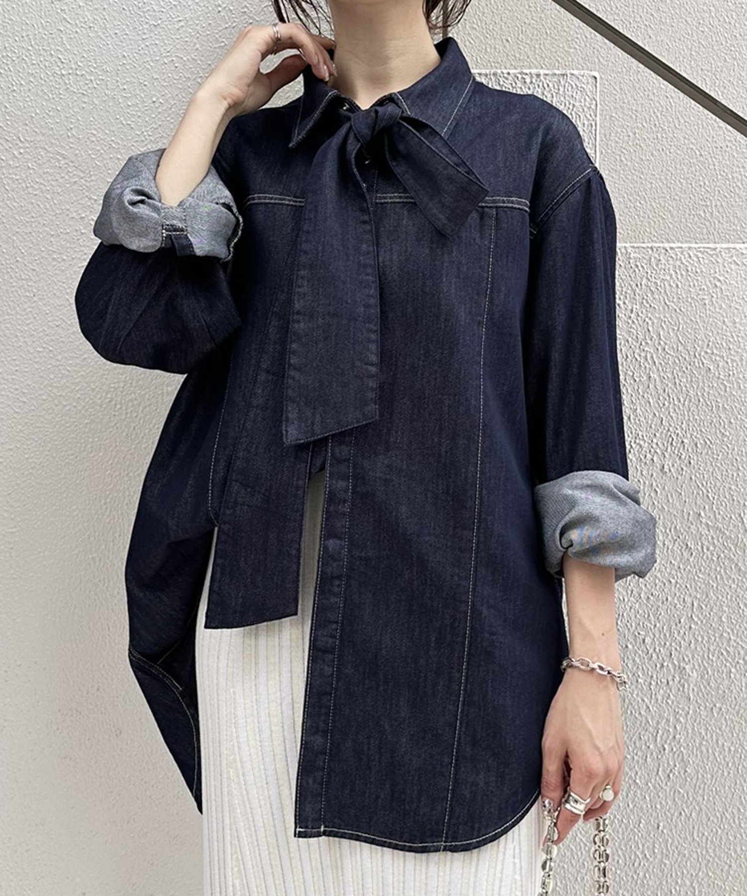 COLLAGE GALLARDAGALANTE｜ボウタイデニムシャツ | Rakuten Fashion