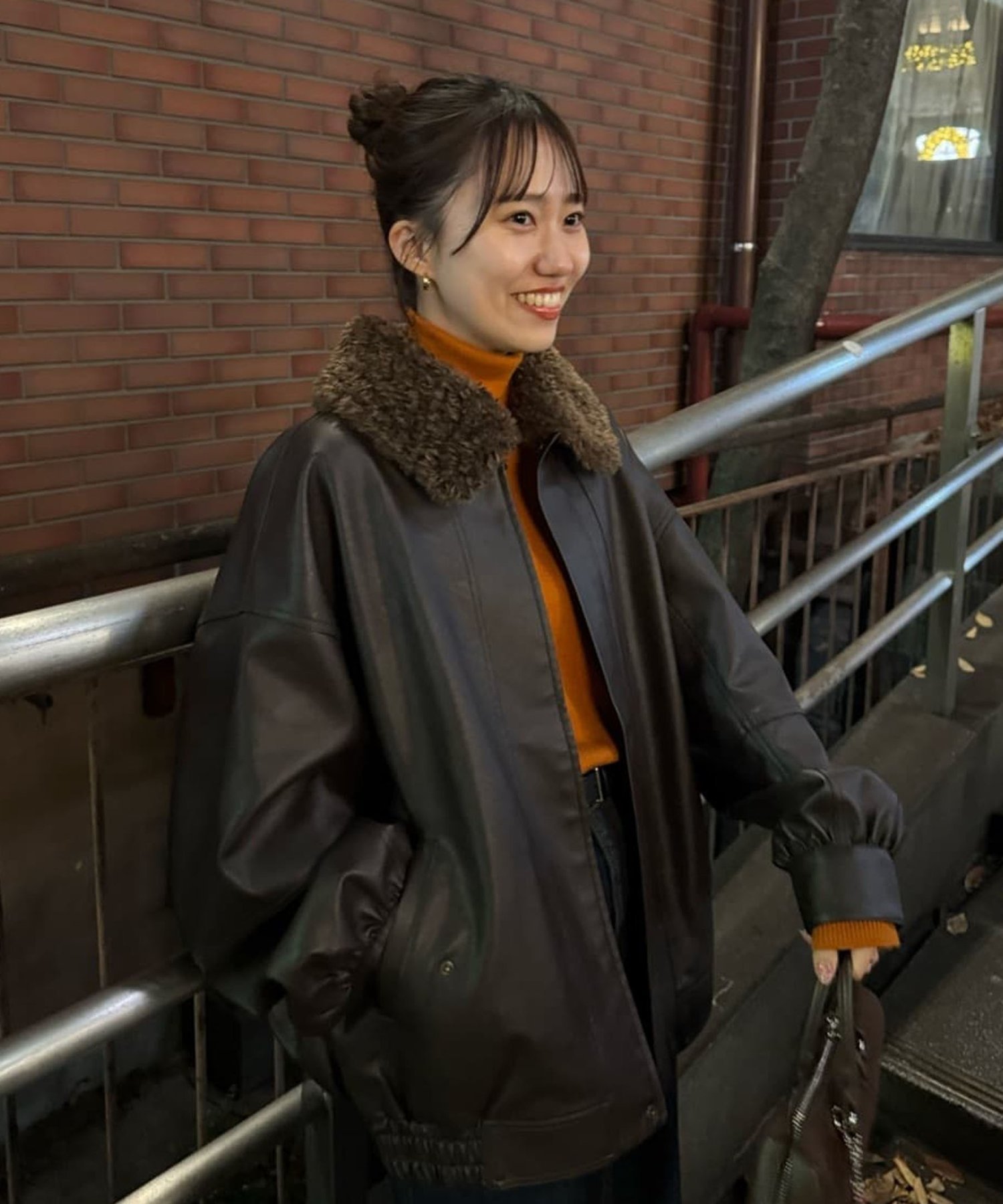 Discoat｜【衿取り外し可能/ユニセックス】ボア衿付きフェイクレザー