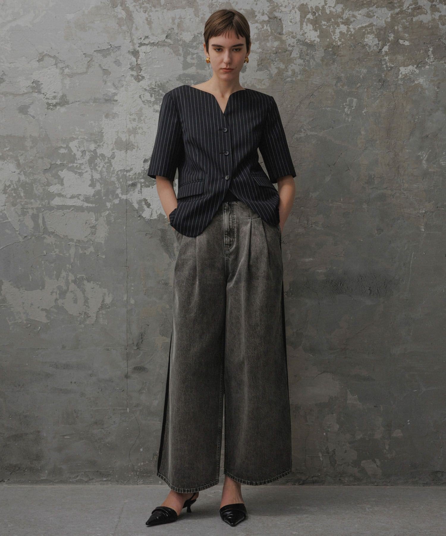 ADAM ET ROPE'｜【EMOELLE】・【サステナブル】ドレスデニムパンツ