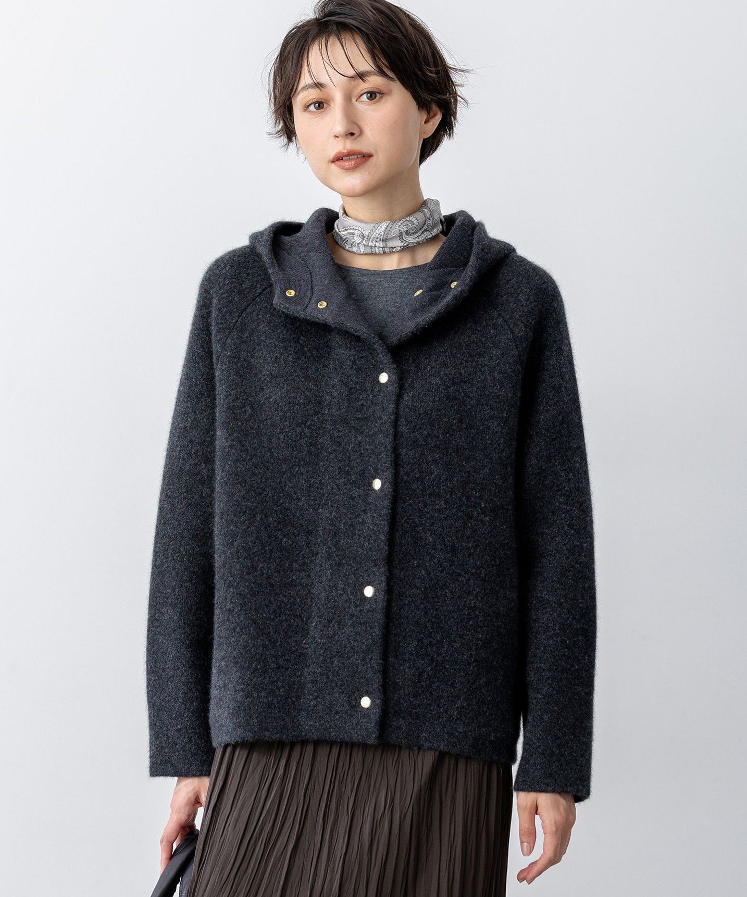 23区｜【VERY掲載】ラクーンブレンドダブルフェイス ニット フーディー