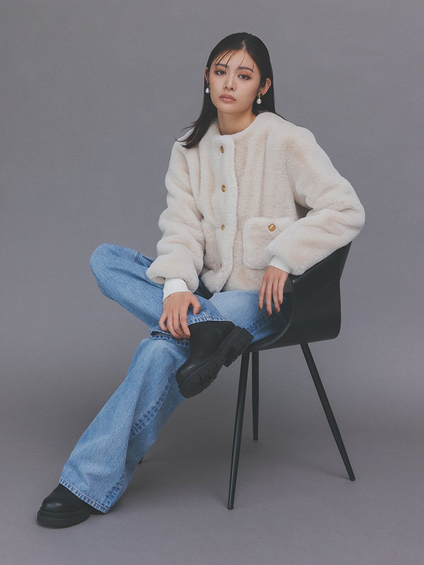 Mila Owen｜金釦クロップドファージャケット | Rakuten Fashion(楽天