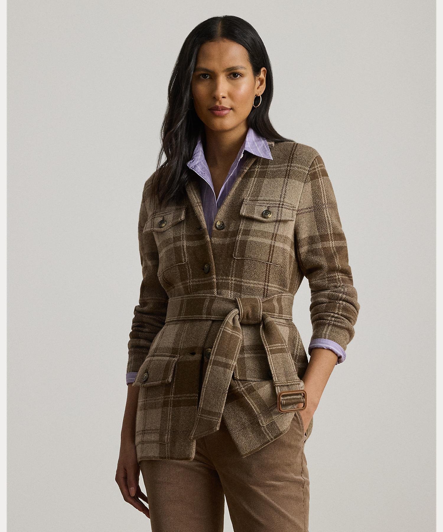 RALPH LAUREN｜チェック ベルテッド ダブルニット ブレザー | Rakuten