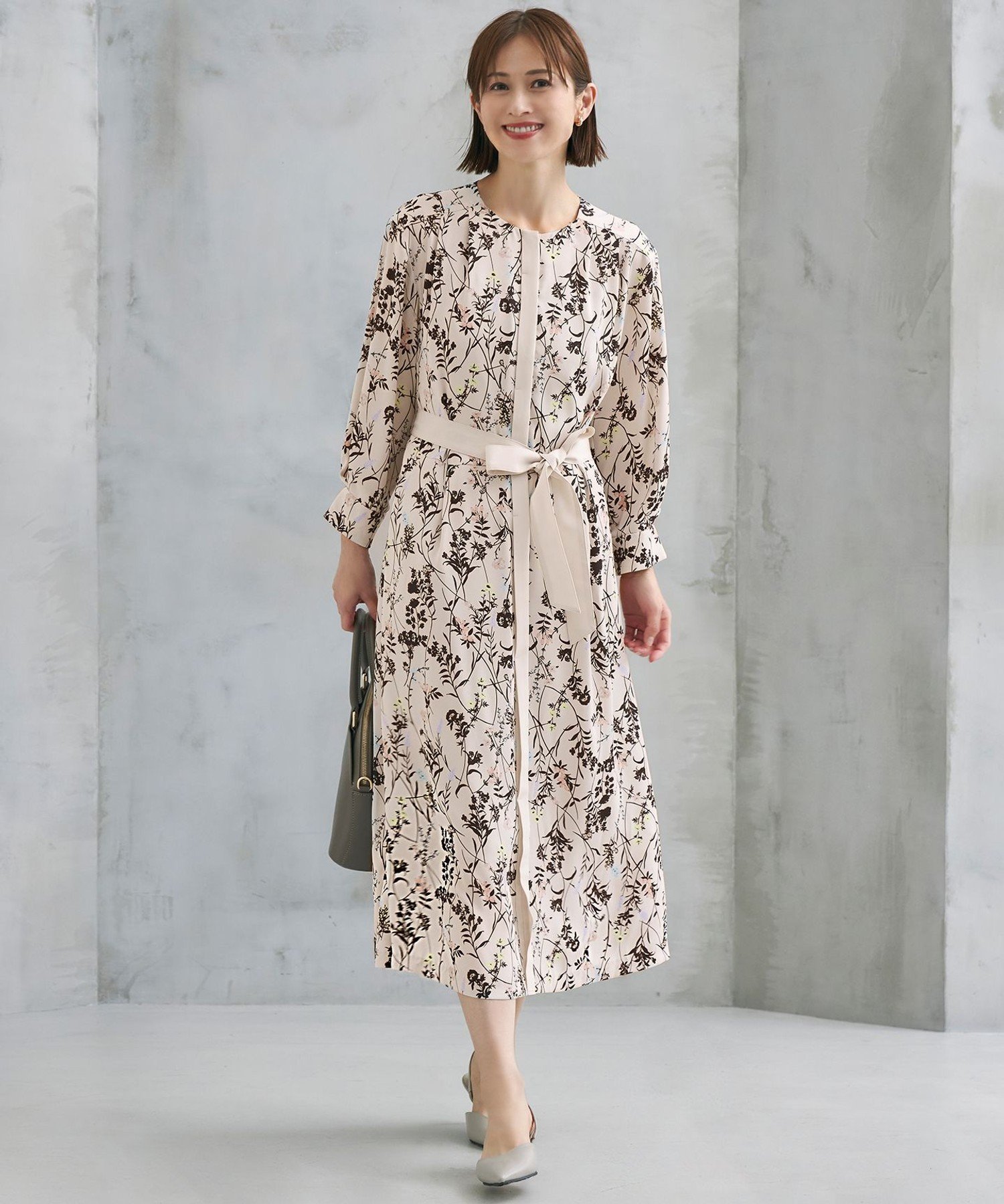 自由区｜【WEB&一部店舗限定】ハーバルフロープリント8分袖 ワンピース