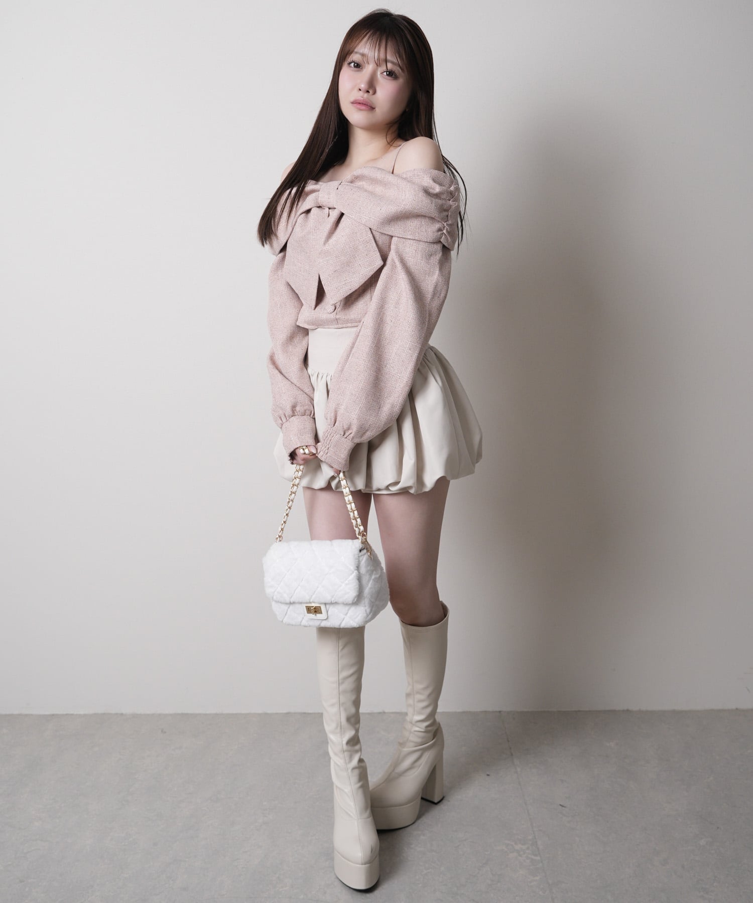 LIP SERVICE｜LIP SERVICE/(W)リボンオフショルロングスリーブトップス