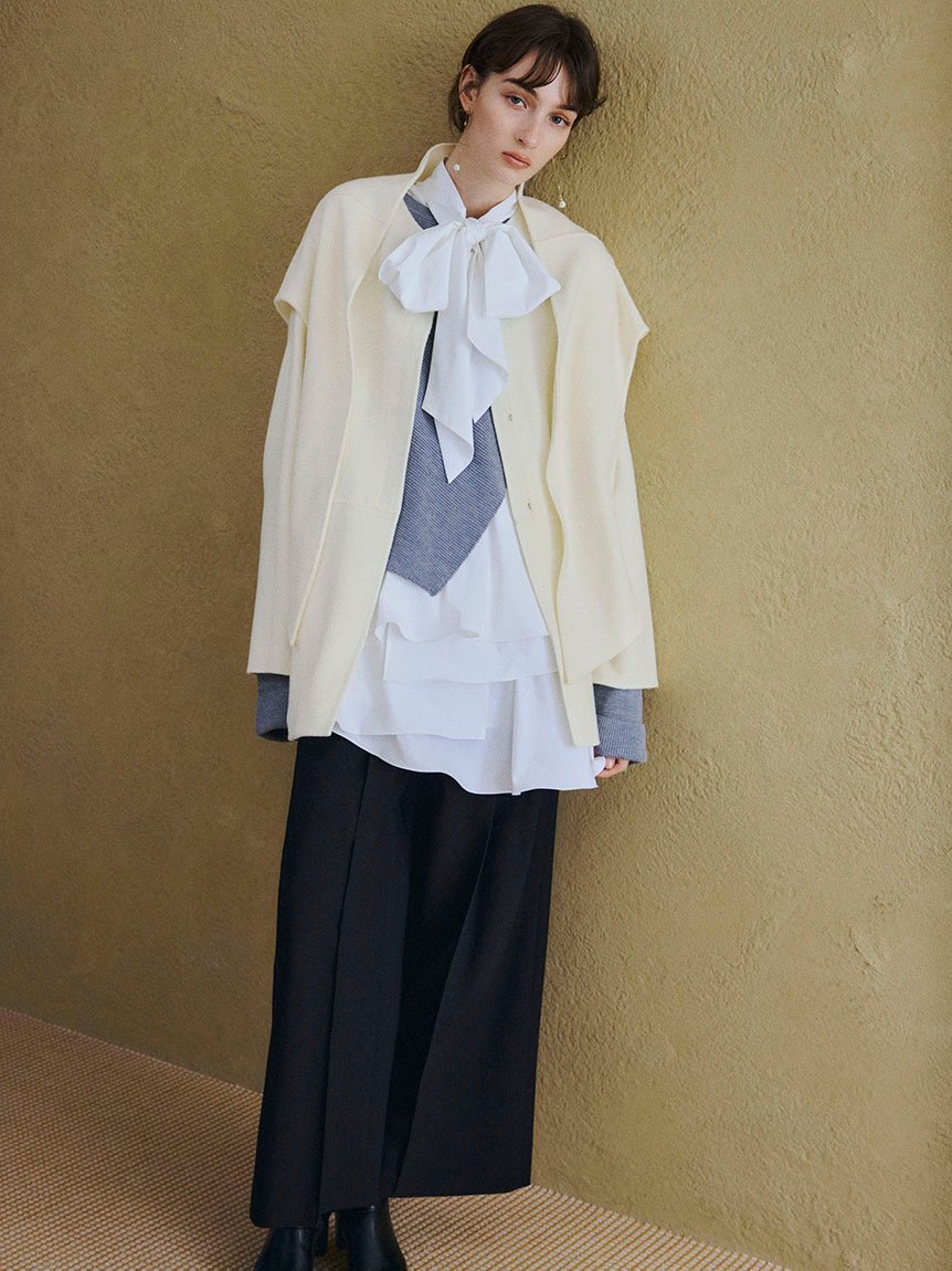 FRAY I.D｜マフラー付ノーカラーリバーミドルコート | Rakuten Fashion