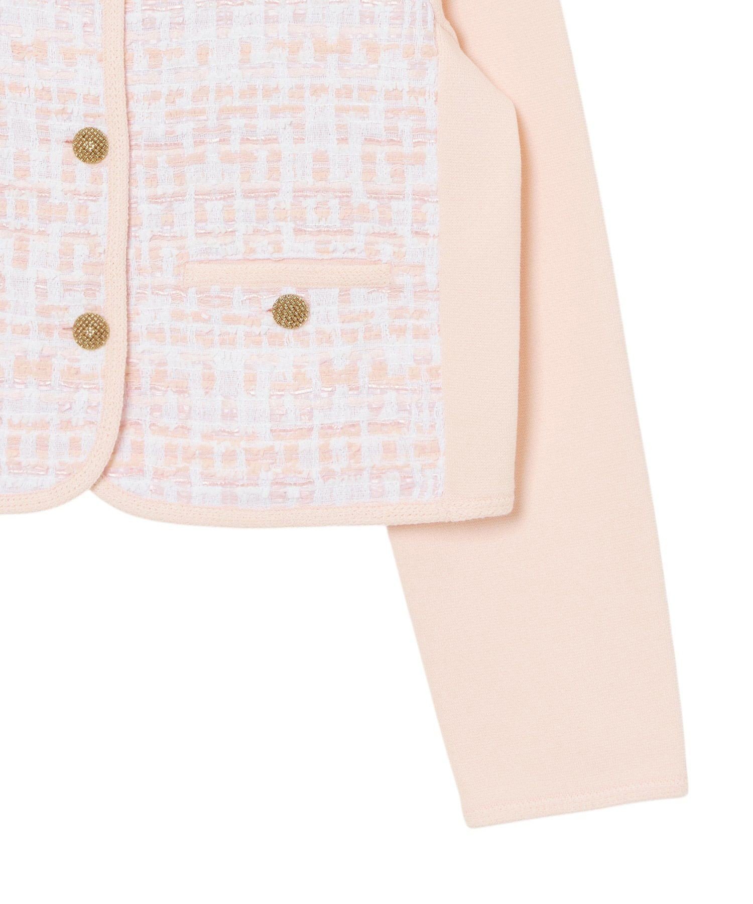 ANAYI｜サーモンピンクツイードコンビ カーディガン | Rakuten Fashion