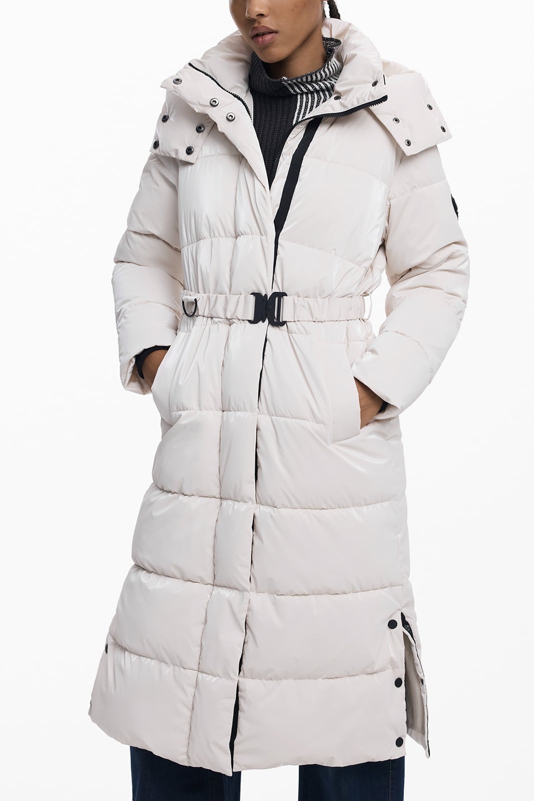 Desigual｜ベルト付きロング中綿ジャケット | Rakuten Fashion(楽天