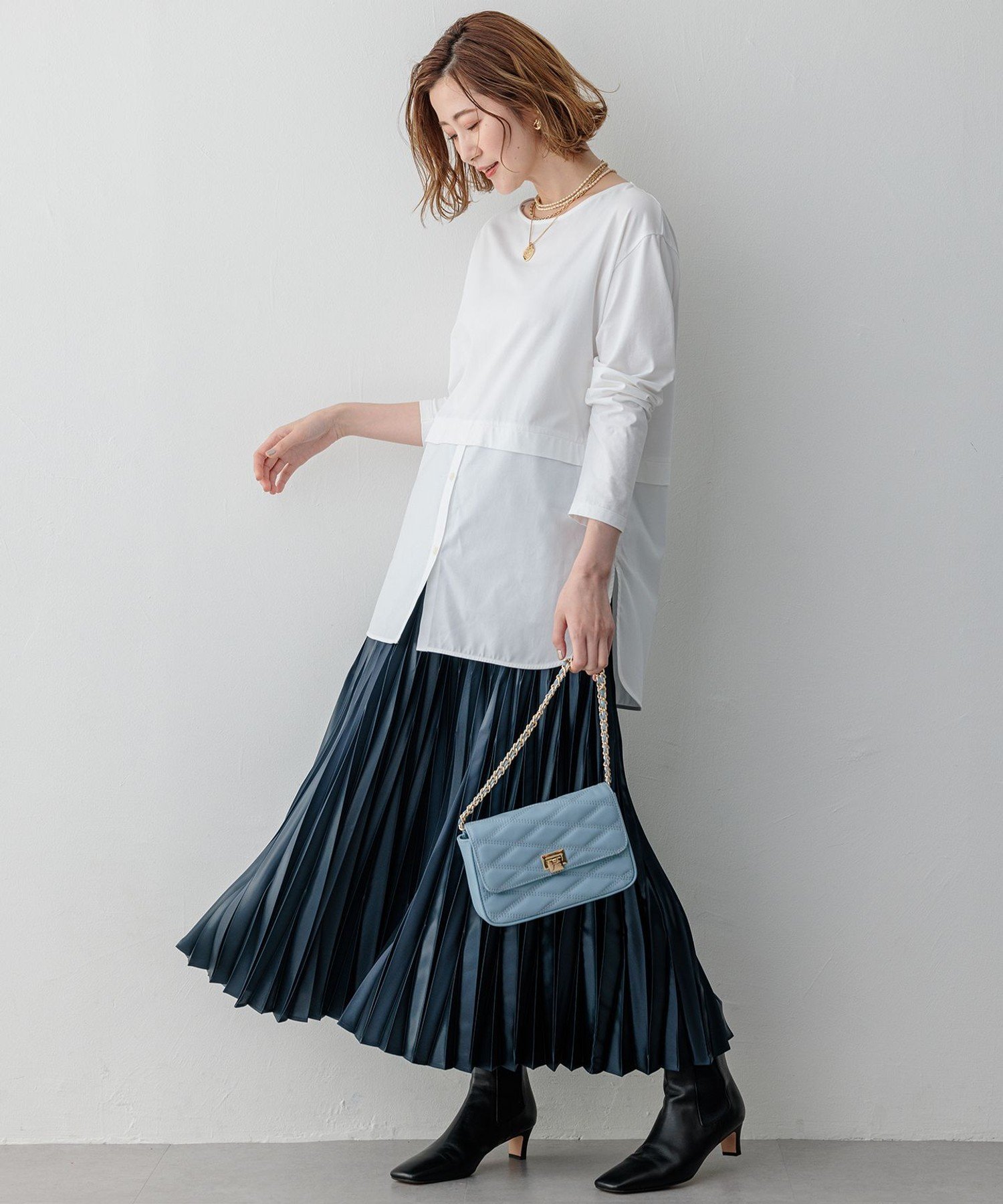 23区｜【洗える】レザーライクプリーツ スカート | Rakuten Fashion