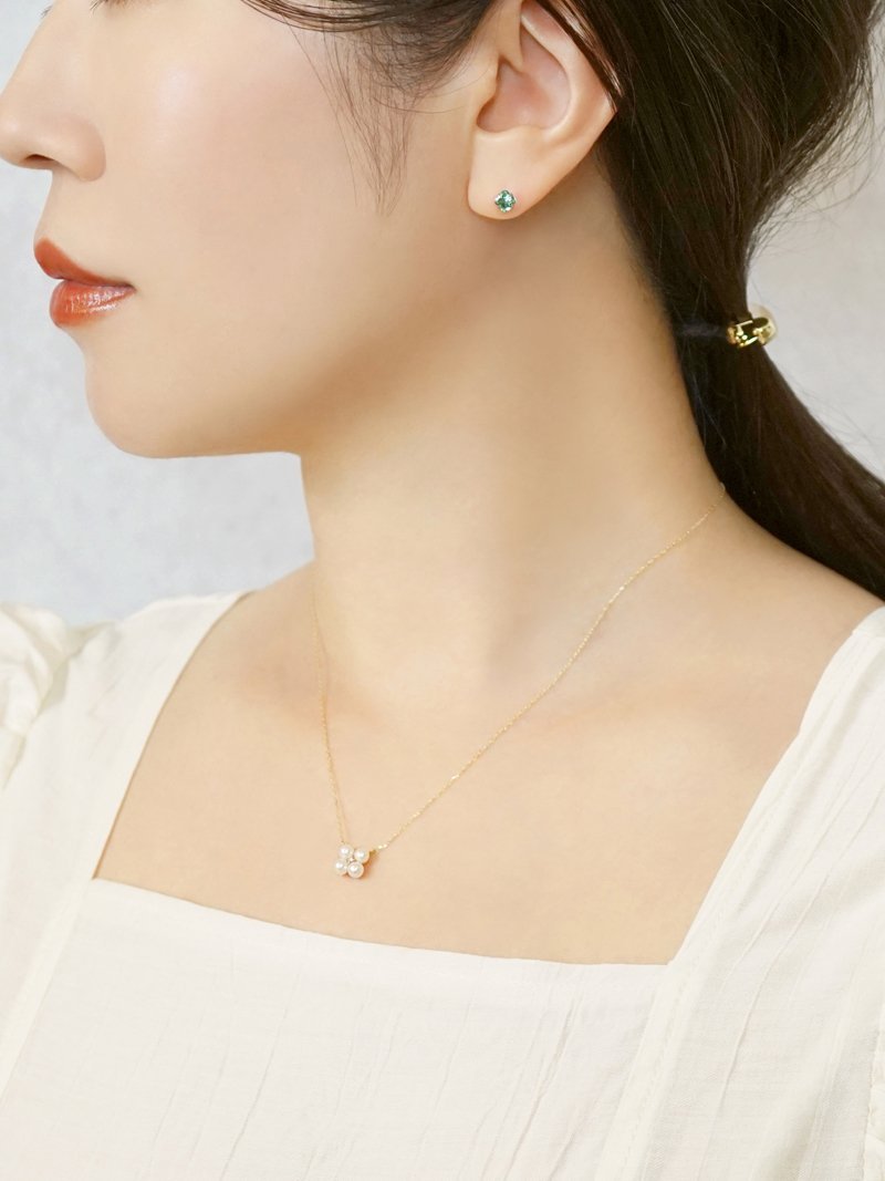 TAKE-UP｜[ セカンドピアス] Pt リリィカットグリーンクォーツピアス