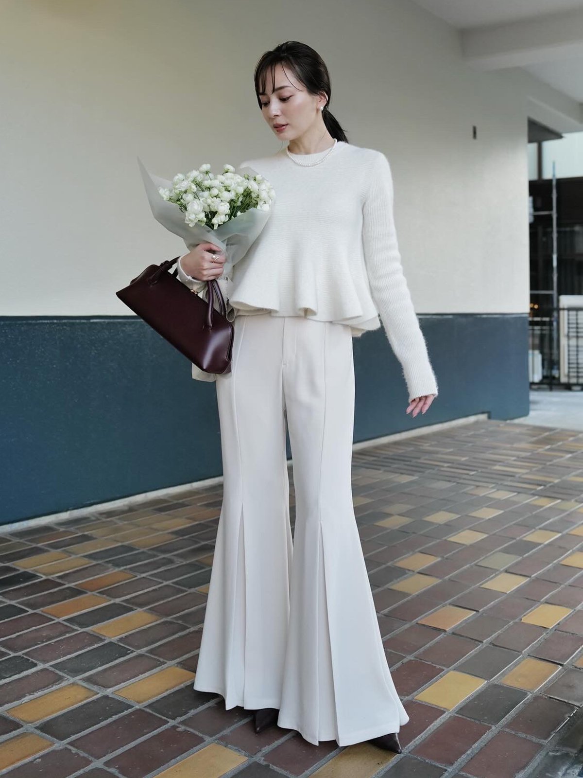 anuans｜ペプラムショートニットトップス | Rakuten Fashion(楽天