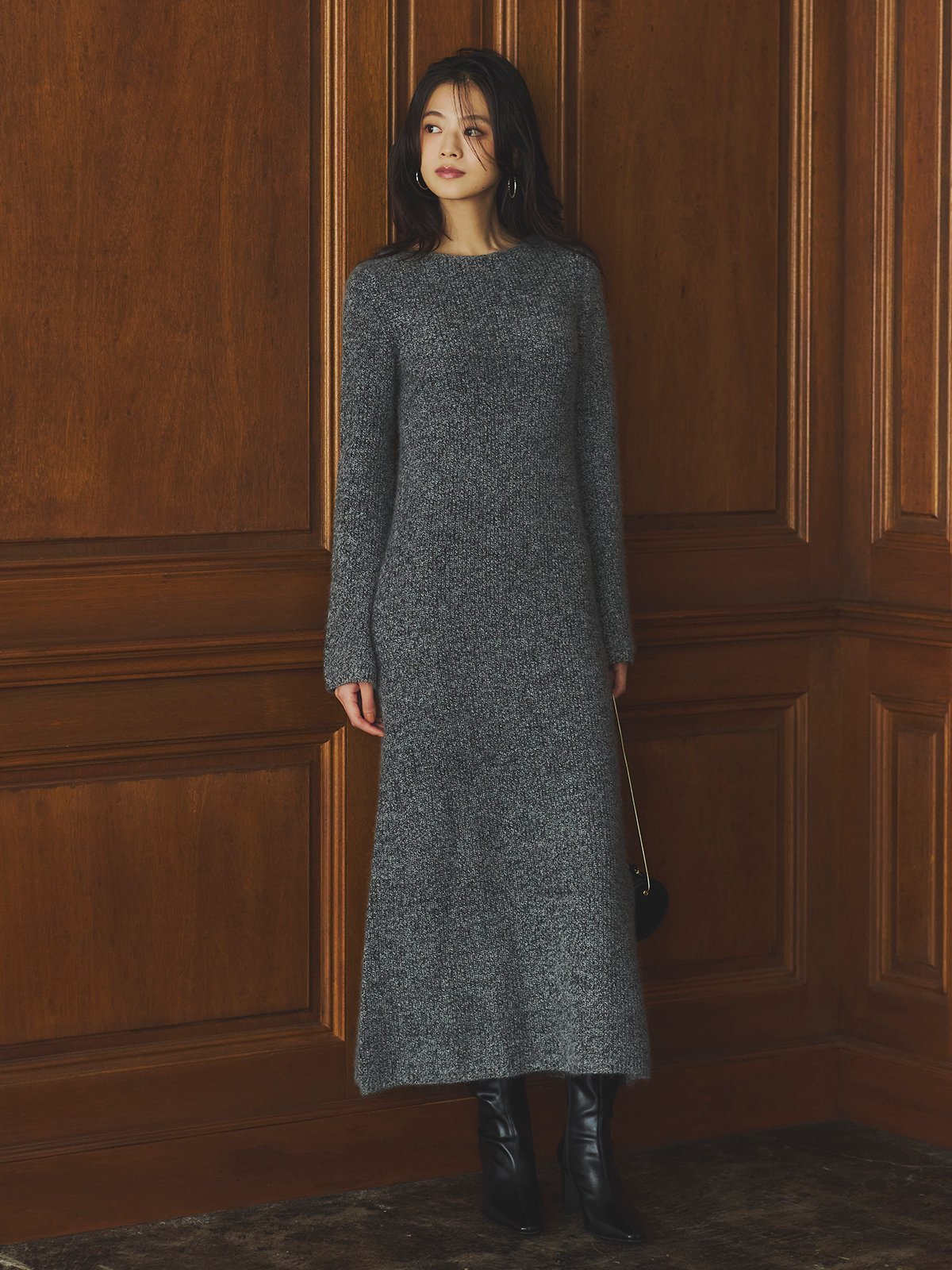 anuans｜バックオープンレイヤーニットワンピース | Rakuten Fashion