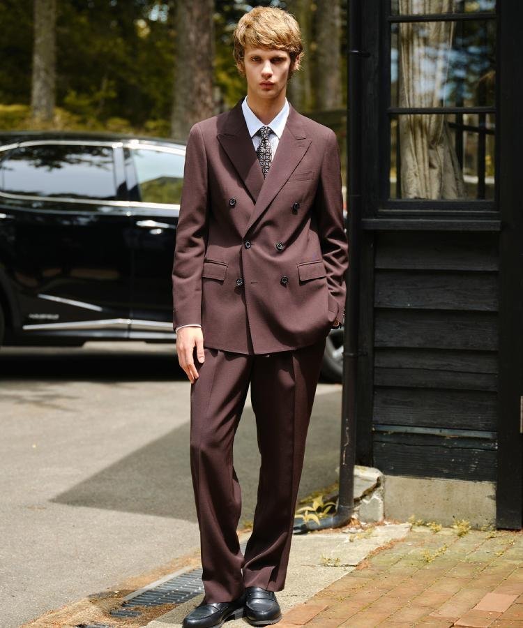 DRESSTERIOR｜【セットアップ可】ブラウンツイル ダブルジャケット