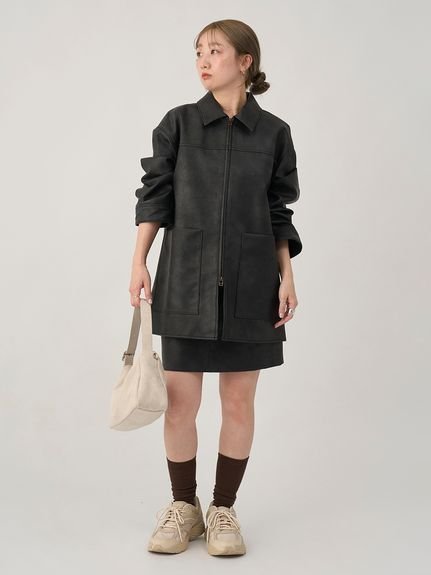 emmi｜フェイクレザーダブルジップブルゾン | Rakuten Fashion(楽天