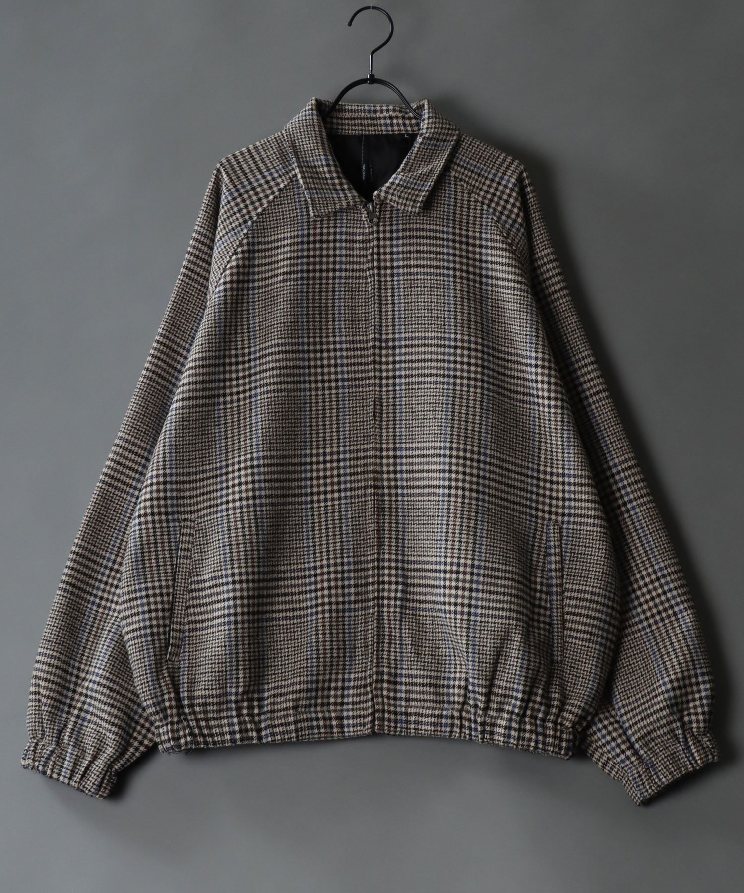SITRY｜ブルゾン メンズ チェック フェイク ウール ジャケット