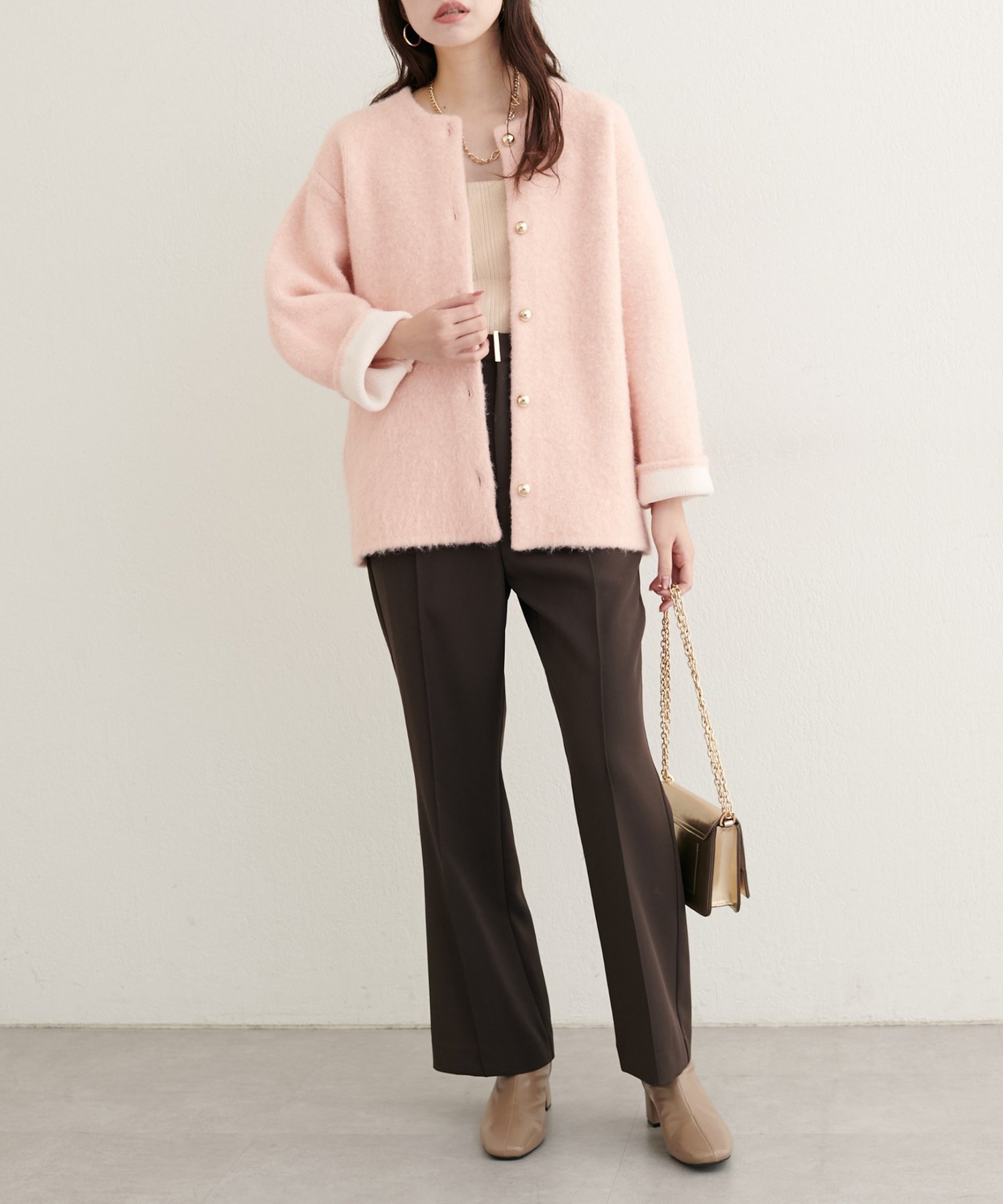 natural couture｜【WEB限定】Wフェイス配色ニットジャケット