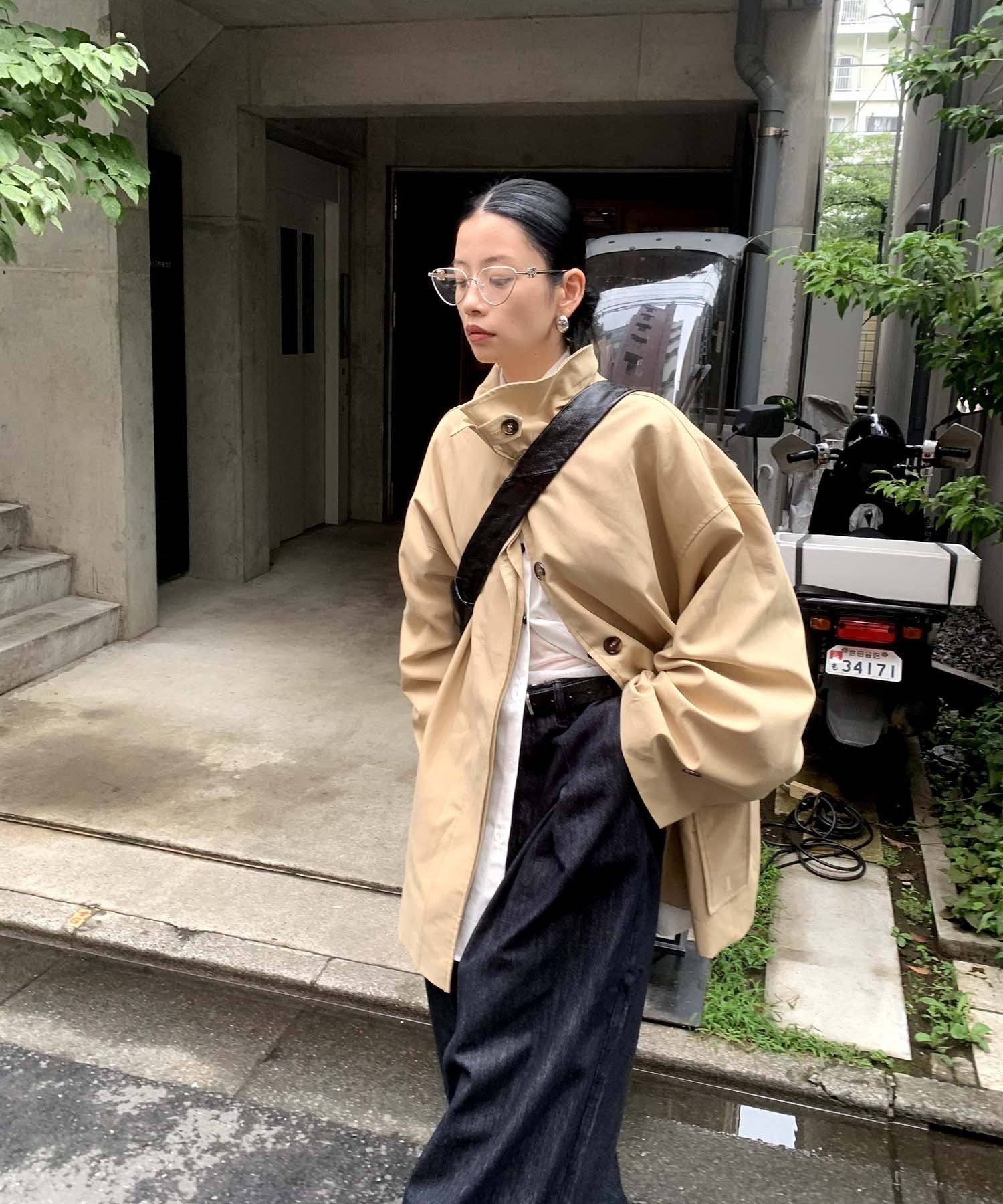 chuclla｜【LONSLAN】ワイドスリーブ ステンカラーオーバーコート