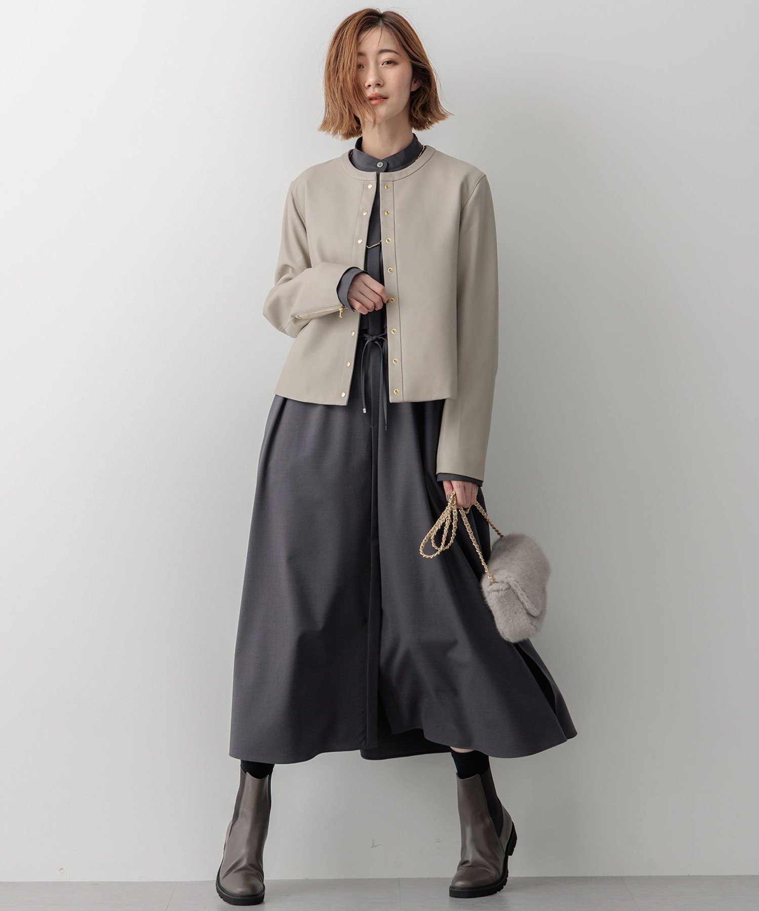 23区｜ラムレザー ノーカラージャケット | Rakuten Fashion(楽天