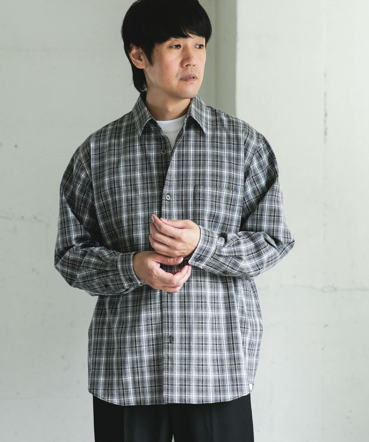 URBAN RESEARCH DOORS｜オンブレチェックレギュラーカラーシャツ