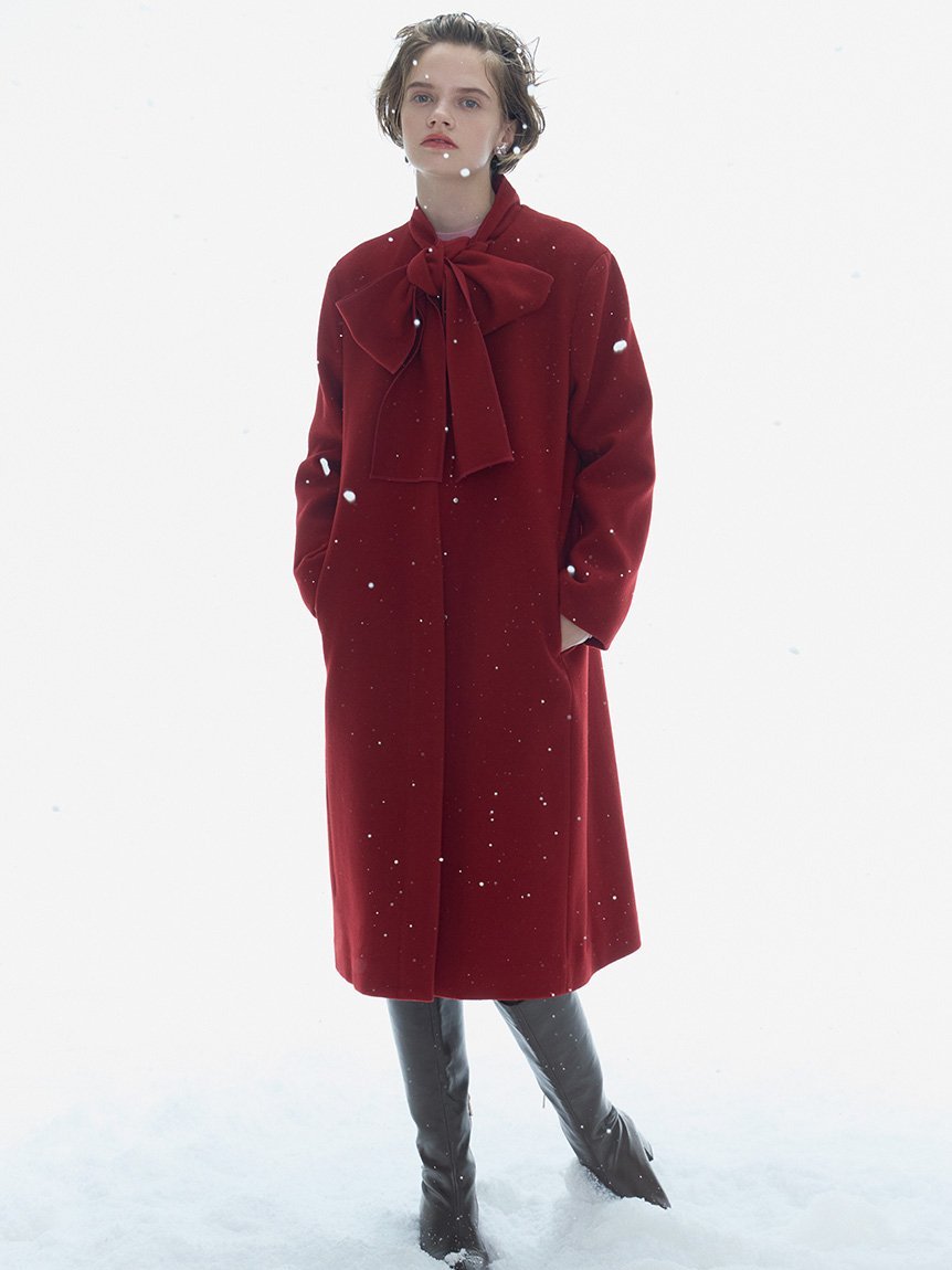 CELFORD｜リボンストール付きノーカラーコート | Rakuten Fashion(楽天