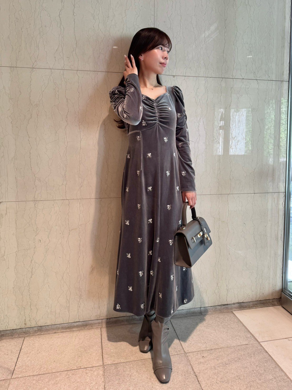 CELFORD｜花柄刺繍ベロアワンピース | Rakuten Fashion(楽天