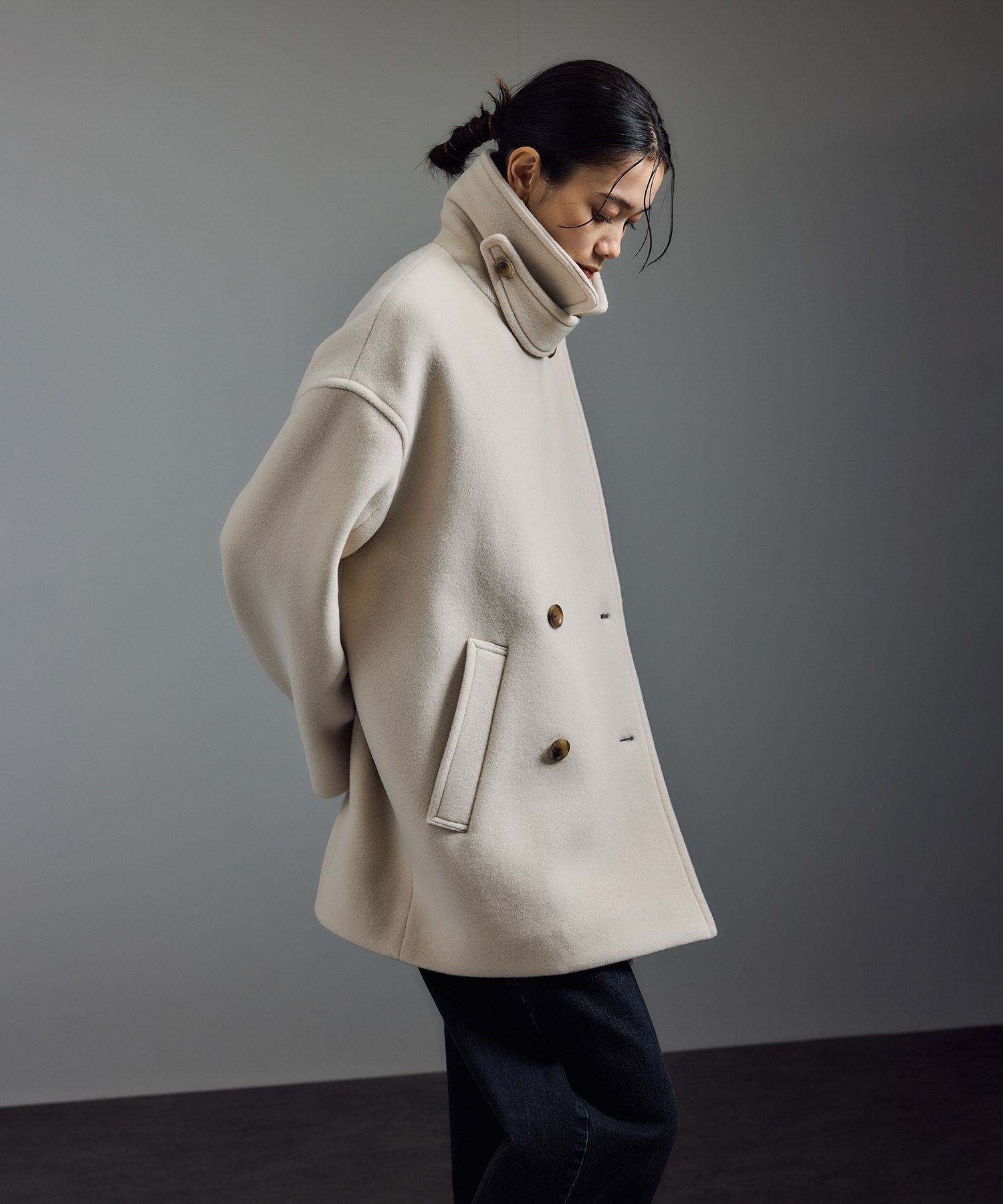 新品　SALON adam et ropé MANTECOウールPコート 黒 サロン アダム エ ロペ SALON adam et rope' ＜追加＞【WEB限定