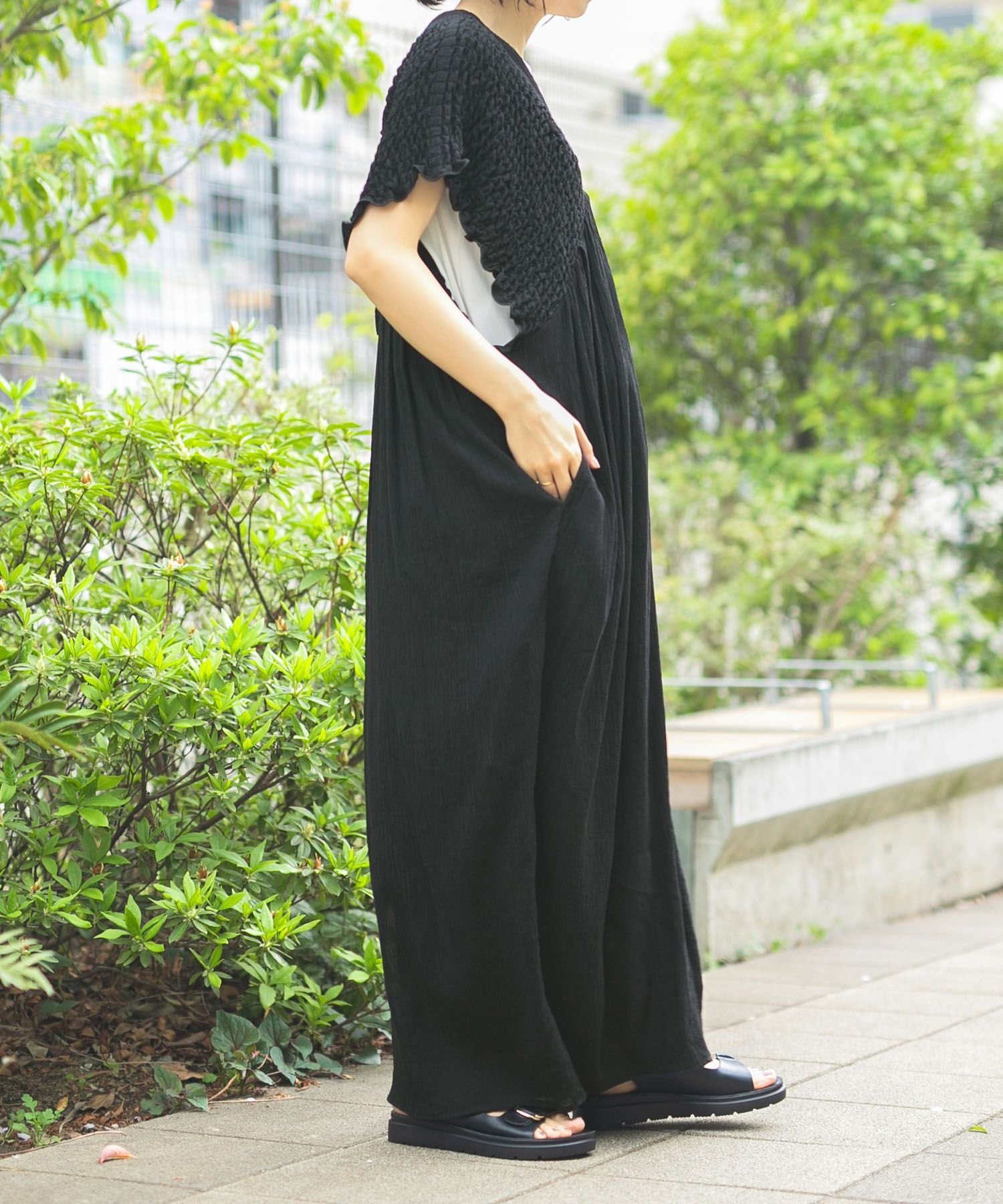 LEPSIM｜【産前・産後対応】マタニティ/シャーリングVワンピース