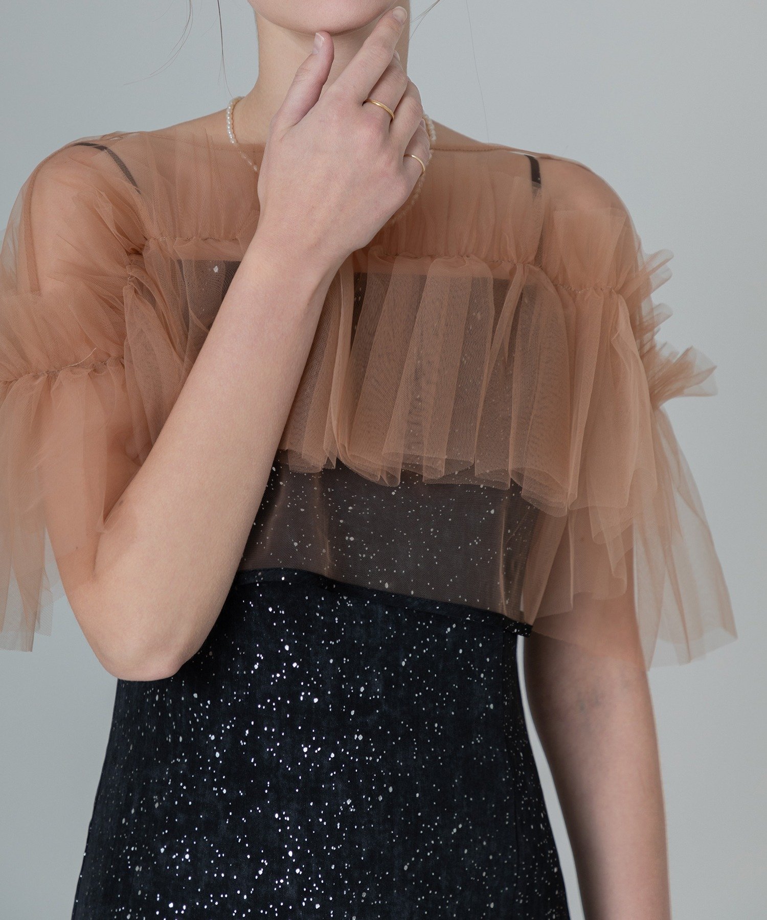 Leja｜LEJA-チュールフリルボレロペイントマーメイドワンピースドレス