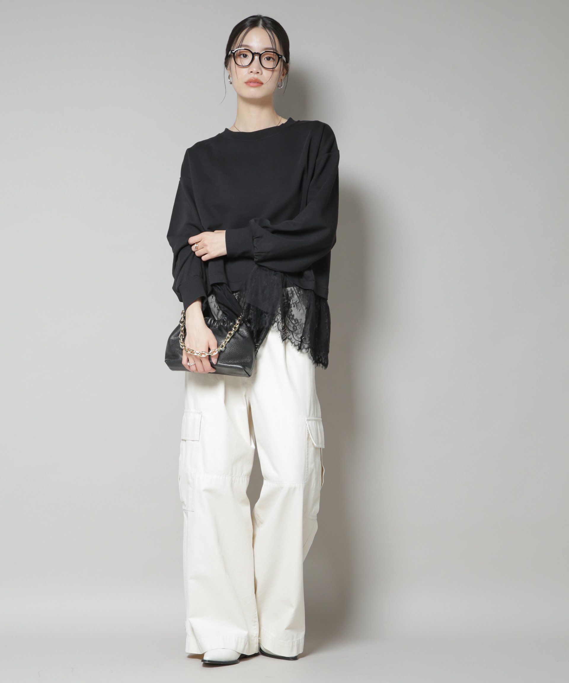 NANO universe｜裾レースコンビペプラムカットトップス | Rakuten