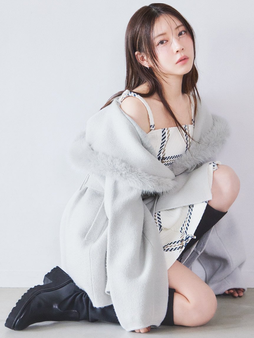 SNIDEL｜ファーフードニットコート | Rakuten Fashion(楽天