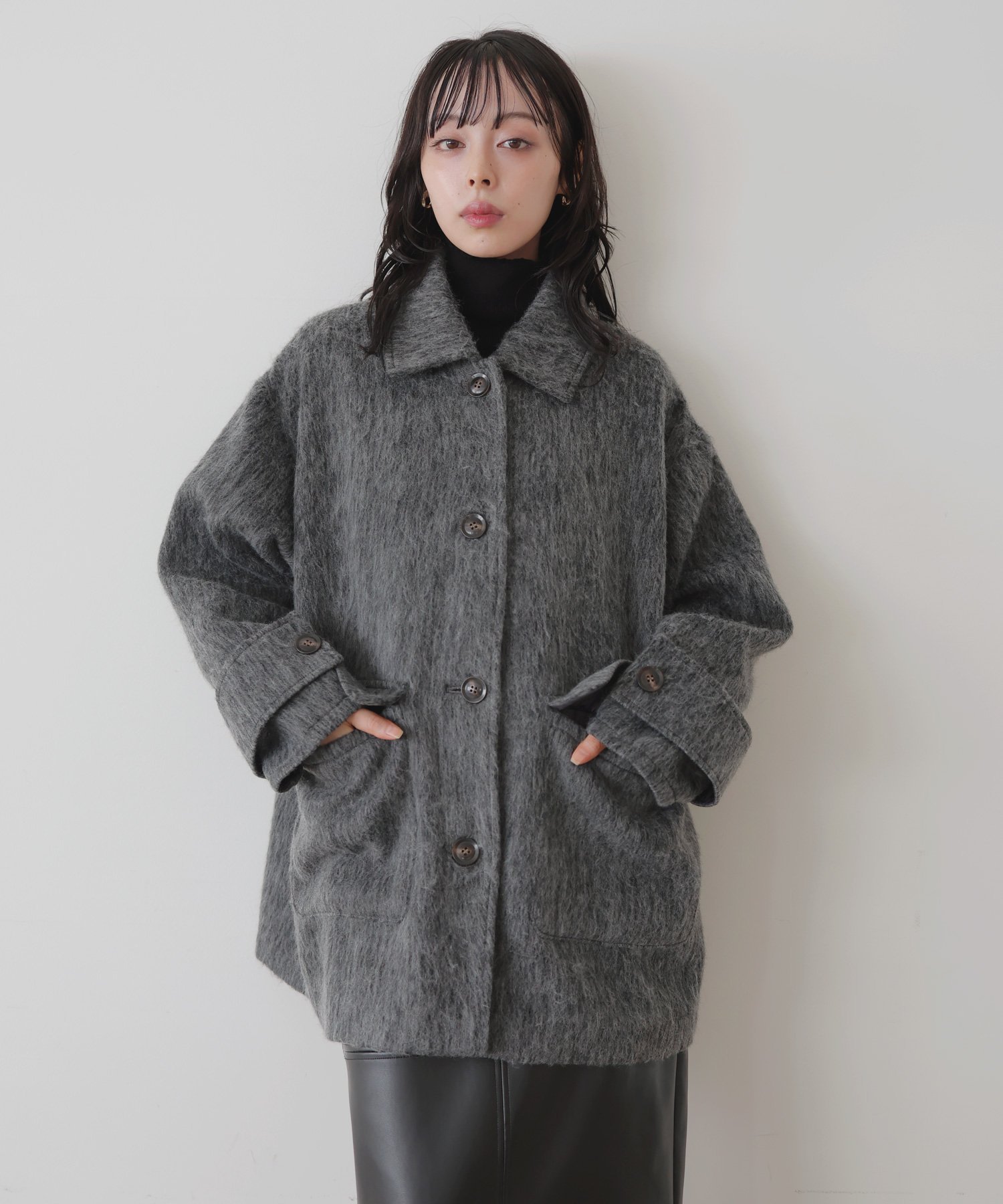 LIAN｜ステンカラーシャギージャケットコート | Rakuten Fashion(楽天