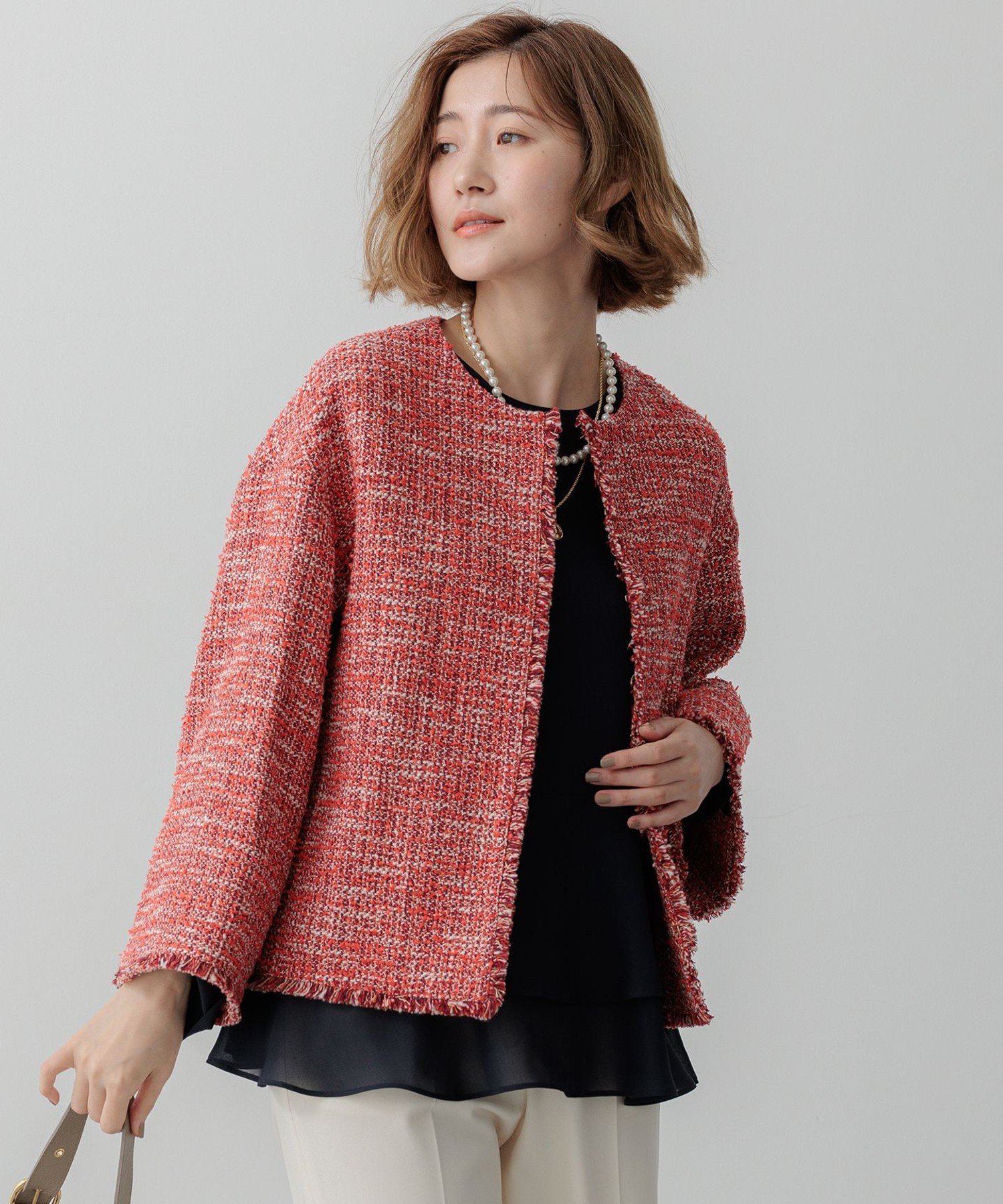 23区｜GIOLICA ノーカラー ツイード ジャケット | Rakuten Fashion