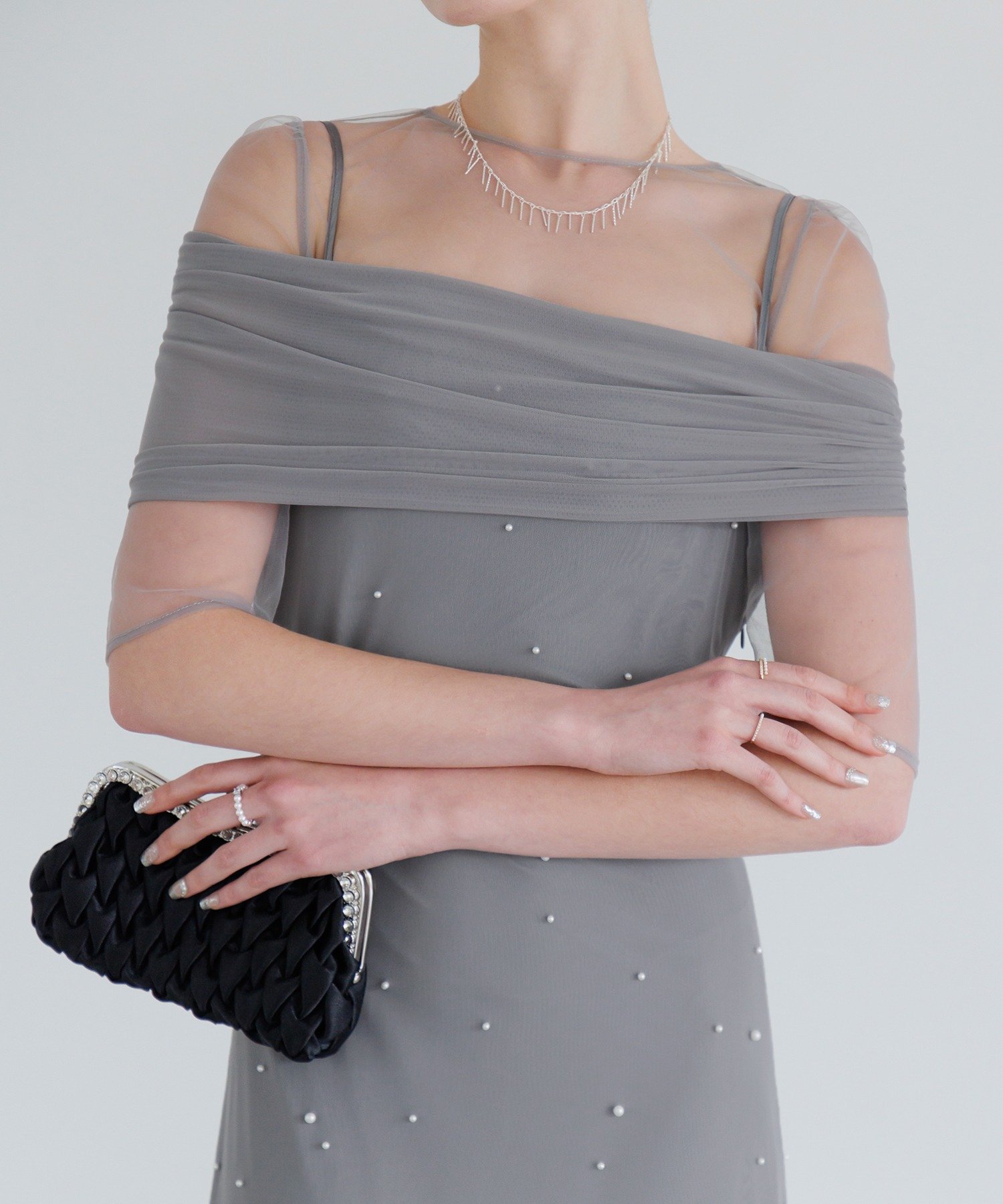 Leja｜2WAYチュールトップスパールAラインドレス結婚式 パーティー