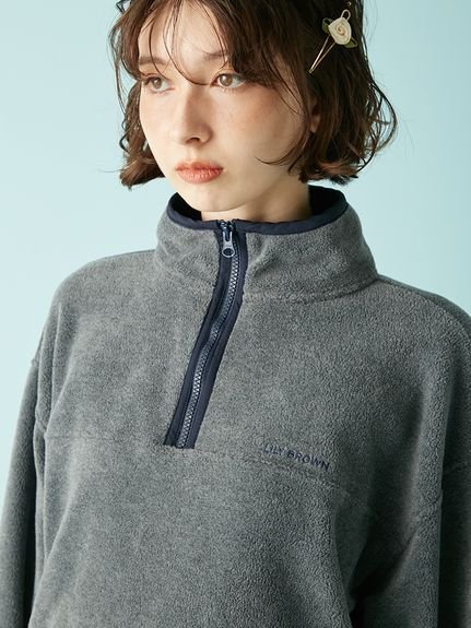 LILY BROWN｜ハーフジップロゴ刺繍フリーストップス | Rakuten Fashion