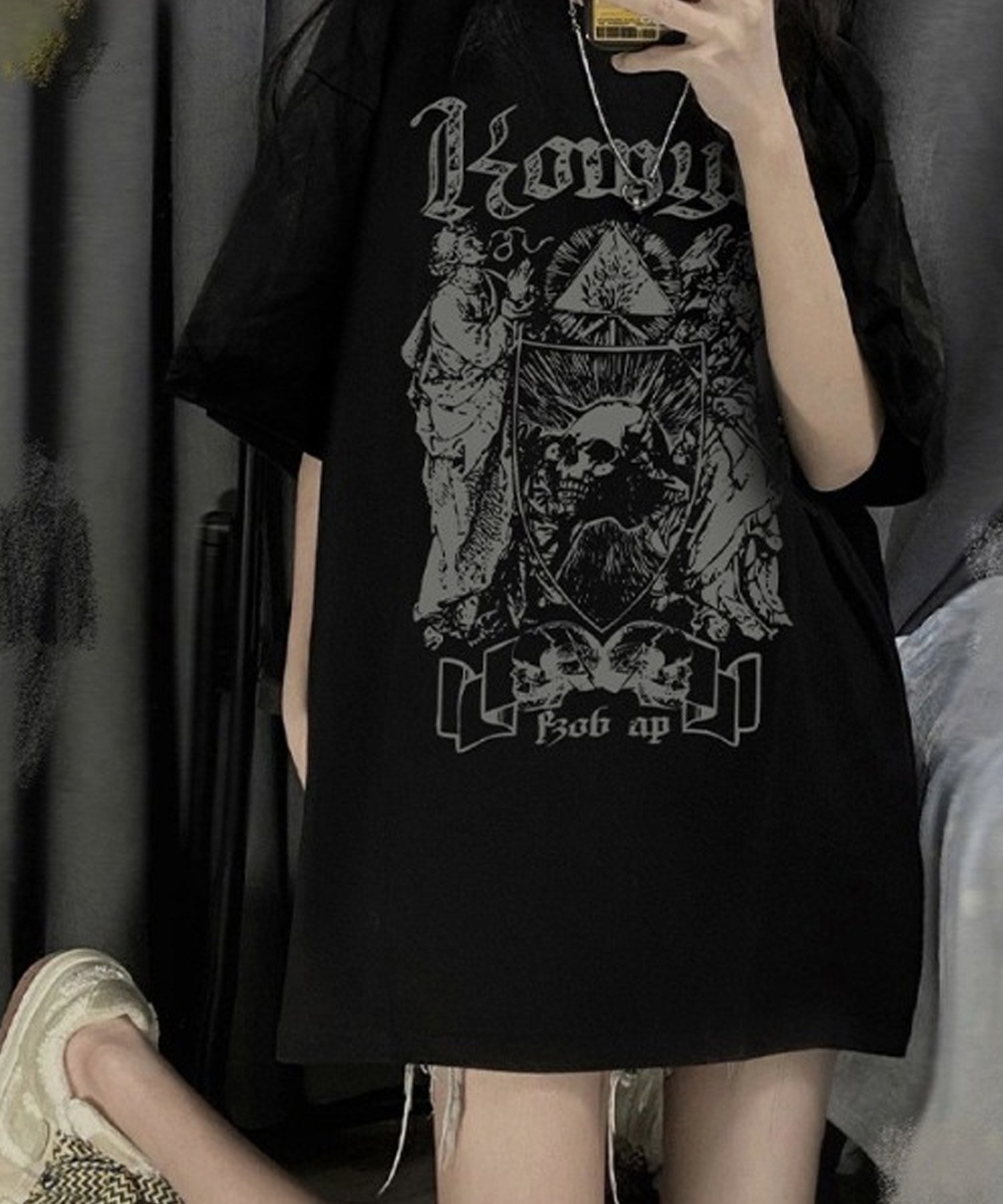 DEVICE｜オーバーサイズ ドクログラフィック スカルプリント 半袖T